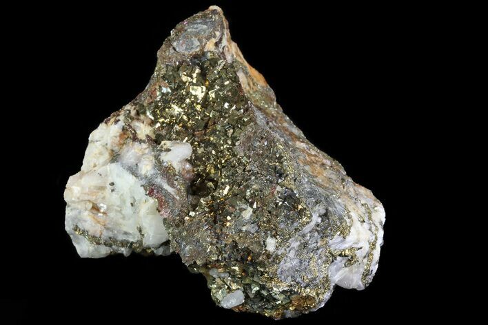 Pyrite On Calcite & Quartz - El Hammam Mine, Morocco #80370